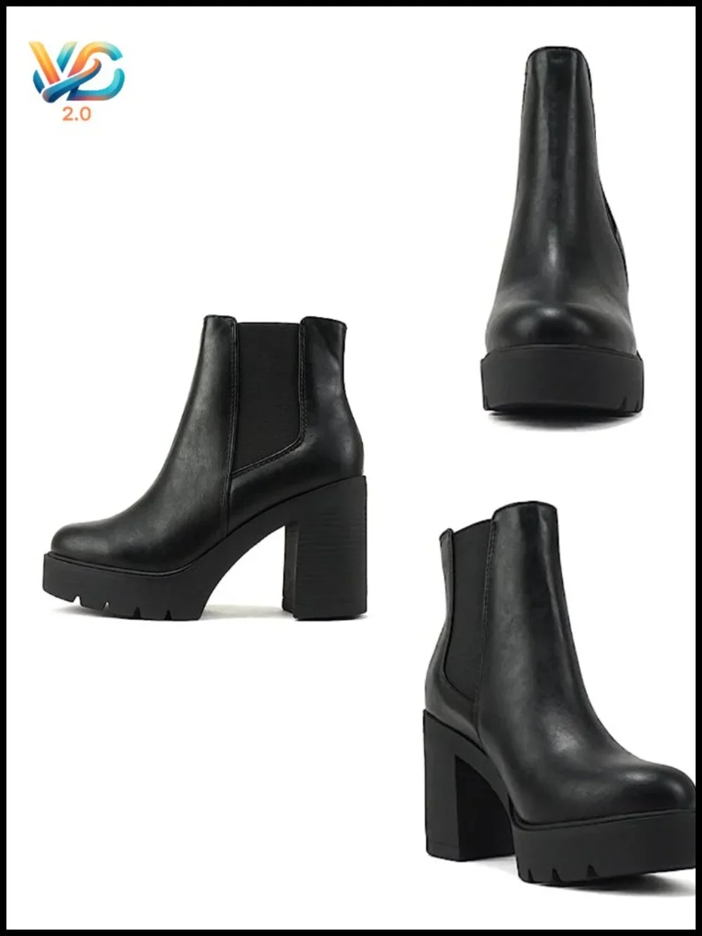 Lug Sole High Heel Chelsea Ankle Bootie with Elastic Gore